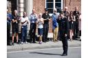 Chief Constable Shaun Sawyer QPM is cheered as he leaves Devon and Cornwall Police’s Middlemoor headquarters on Friday