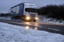 Winter weather. A Scania truck drives along the A7 at Canonbie near Longtown. Snow fell across the Scottish Borders as temperatures turn colder: 8 January 2016STUART WALKER 50082458F000.JPG