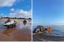 Exmouth RNLI launched after reports of missing swimmers.