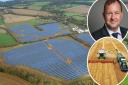 The government has been accused of 'losing control of the numbers' after a spate of solar farm applications in Norfolk. Inset top: Lord Fuller