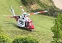 The coastguard helicopter at the scene of the accident