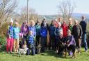 The walkers joined Anna on the way. (Anna kneeling front left, Stephen, Anna's dad second right)