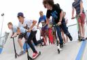 Youngsters try out the new ramps at honiton skate park. Ref mhh 3743-36-14AW. Picture: Alex Walton