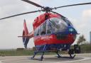 Devon Air Ambulance helicopter at their base in Exeter Airport.