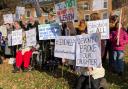 Protesters at County Hall in Exeter.