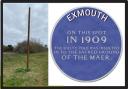 Exmouth's Rusty Pole and the spoof 'blue plaque' image created for April Fool's Day