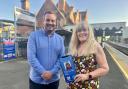 Simon Jupp MP and Cllr Andrea Davis, Devon County Council’s Cabinet Member for Transport, at Axminster Train Station.