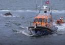 The playful Dolphin pod can be seen jumping out of the water, sticking close to the boat as it entered the town's harbour walls.