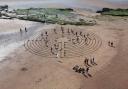 Exmouth Qaukers draw Labyrinth at Orcombe Point