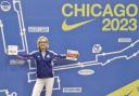 Sue at the Chicago Marathon