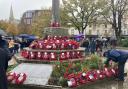 Wreaths on the war memorial in the Strand