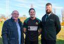 WRFC Chairman, Merv Richards - Adam Clayton - WRFC Sponsorship Director, James Tapp