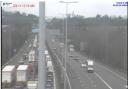 Traffic stopped on the M5 as lorry sheds its load