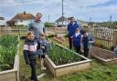 Littleham Primary pupils at Littleham community garden