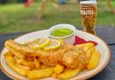 Fish and chips in the garden.