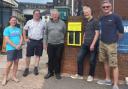 Debbie Winton (Plastic Free Exmouth); Gordon (Exmouth Railway Club Manager); Cllr Mike Rosser; Cllr Olly Davey; Cllr Daniel Wilson