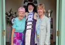 Roger Bourgein with artists Nan Nye and June  Murrell at Kennaway House.