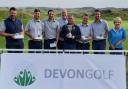 The winning Parker Trophy team with DevonGolf President Pam St Leger (right)