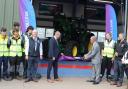 Deputy Lord Lieutenants of Devon, John Lee OBE, cutting the ribbon to officially open Bicton College’s Agritech Centre, with Principal and Chief Executive of The Cornwall College Group, Rob Bosworth.