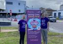 Andy Keeble and Tom Darby Clark from the Royal Devon Hospitals Charity in front of where the new theatre will be.