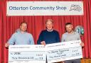 From left: Alasdair Cameron, Otterton Relief in Need Charity, Jeremy Wakeling, chairman of the Otterton Community Shop committee and Richard Witherby, chairman of the Village Hall committee