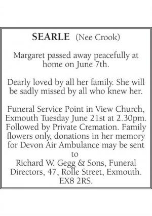 MARGARET SEARLE (NEE CROOK)