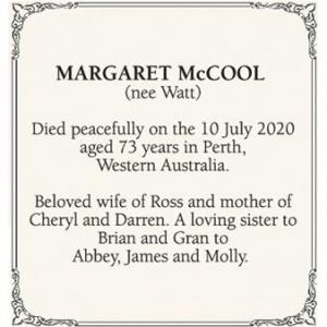 MARGARET McCOOL (nee WATT)