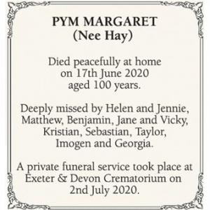 MARGARET PYM (Nee Hay)