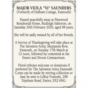 MAJOR VIOLA "Vi" SAUNDERS