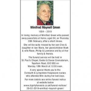 WINIFRED MAYNELL GREEN