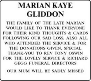 MARIAN KAYE GLIDDON