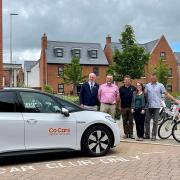 L-R Cllr Stuart Hughes, Richard Clarke, Econetiq, Michael Dart, Darts Farm, Natalie Holt, Seabrook Orchards resident, Mark Hodgson, Co Cars