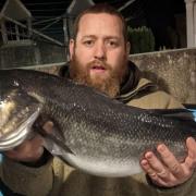 Gary Gatland with a 12lbs Bass from the River Tamar