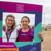 Olympian Jo Pavey at the Exmouth Park Run with organiser May Argyle Ref exe 11 20TI 9678 Picture: Terry Ife