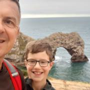 John and Brandon Hiles at Durdle Door, Dorset.