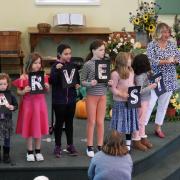 Children at Christ Church's Harvest service