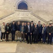 Simon Jupp, East Devon MP and pupils from Colyton Grammar School.