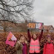 Teachers at the King's School, Ottery, picketing during a strike day earlier this month