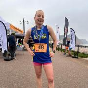 Dana Kalin after the finish of the Sid Valley Ring 1/2 Marathon