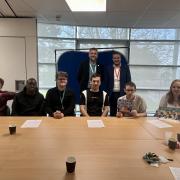 Simon Jupp with students of the Deaf Academy student council