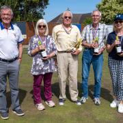 u3a Winner, Brenda Craig, Brian Robson, Richard Workman and Hilary Drew, pictured with Tony Mackness