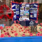 The remembrance day window in F Arthur Jones.