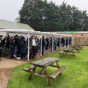 Exmouth fans taking shelter