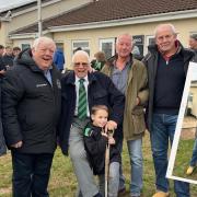 (L-R): Merv Richards, Tony Rowe CBE, Ron Snowshall, Morgan Curtis, Max Rait, Rick Libbey, Graham Howells  Inset Picture: Rick Libbey & Martin Gill