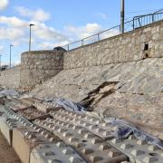 Exmouth sea wall at Sideshore.