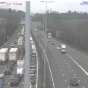 Traffic stopped on the M5 as lorry sheds its load