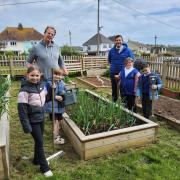 Littleham Primary pupils at Littleham community garden