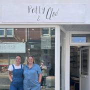 Chloe Lee and Joy Davis outside their new pottery studio