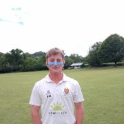 Preston Hilless, who scored century for Uplyme on Saturday.