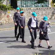 Exmouth Deaf Academy students crossing the road